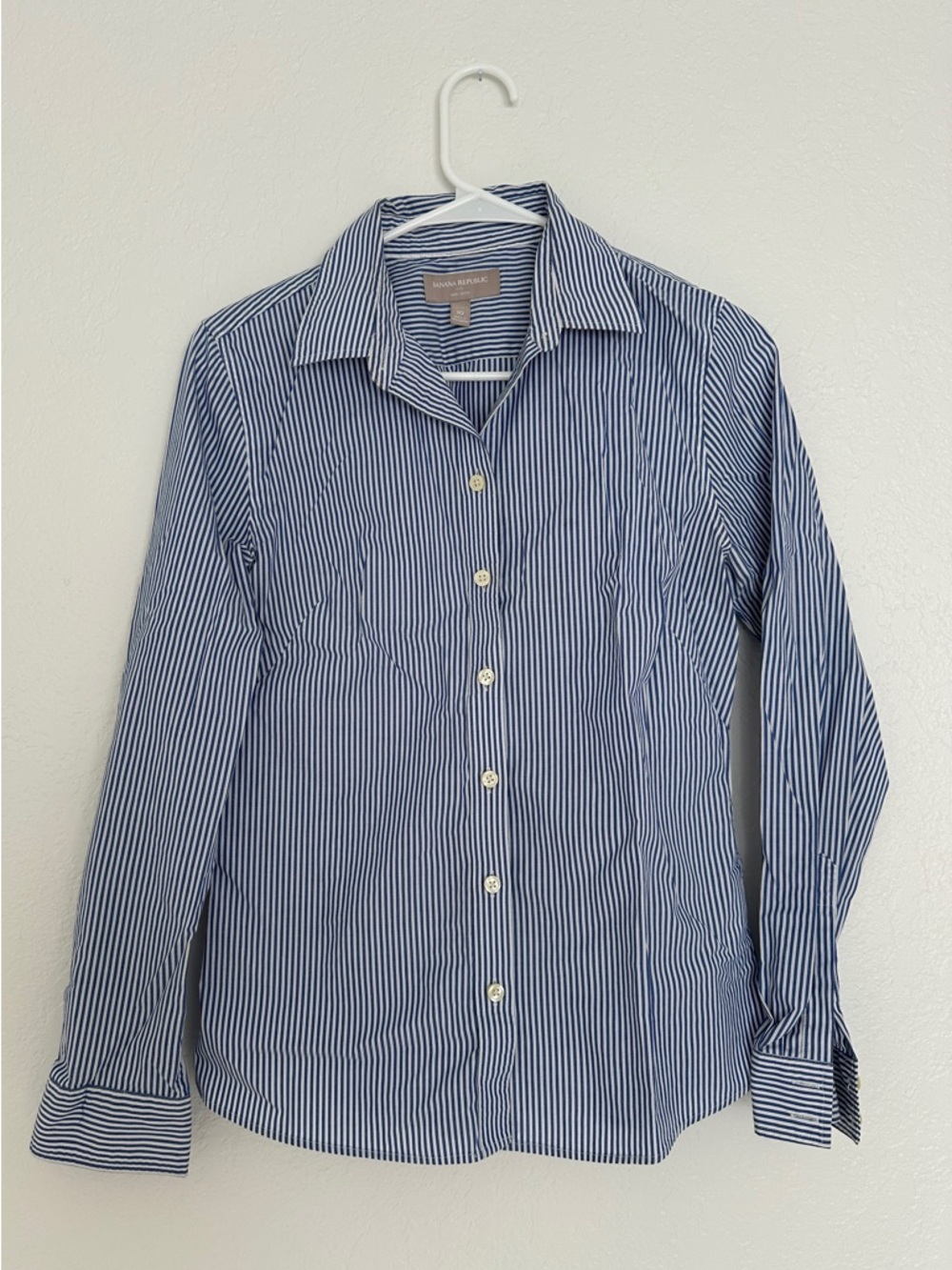 Banana Republic Blue and White Striped Button-Down Shirt